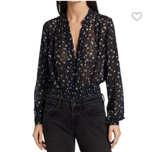 Black floral rag and bone blouse
